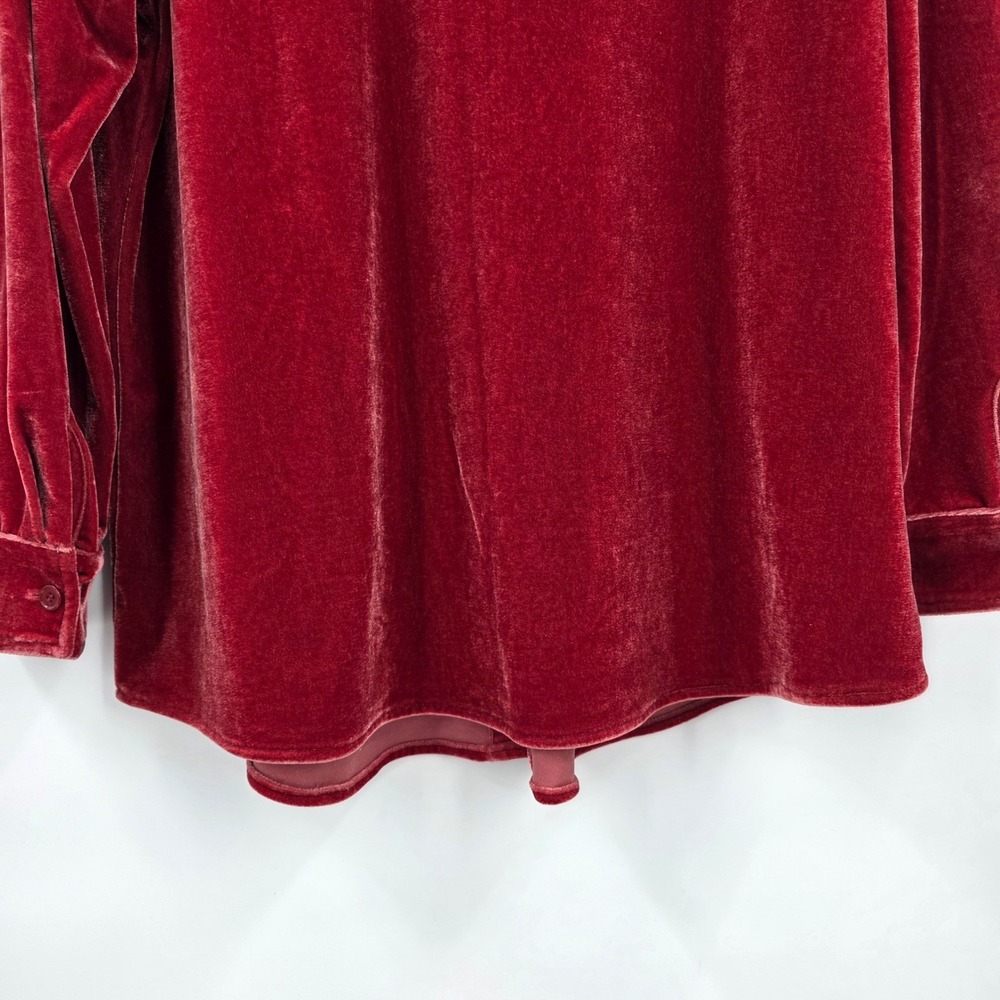 SOFT SURROUNDINGS VELVET BOYFRIEND TUNIC SHIRT WOMENS PETITE LARGE RED BUTTON UP - Picture 7 of 14